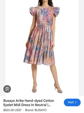 Hand-Dyed Eyelet Midi Dress in Multicolor